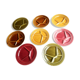 8 old ceramic fondue plates coloured Sarreguemines
