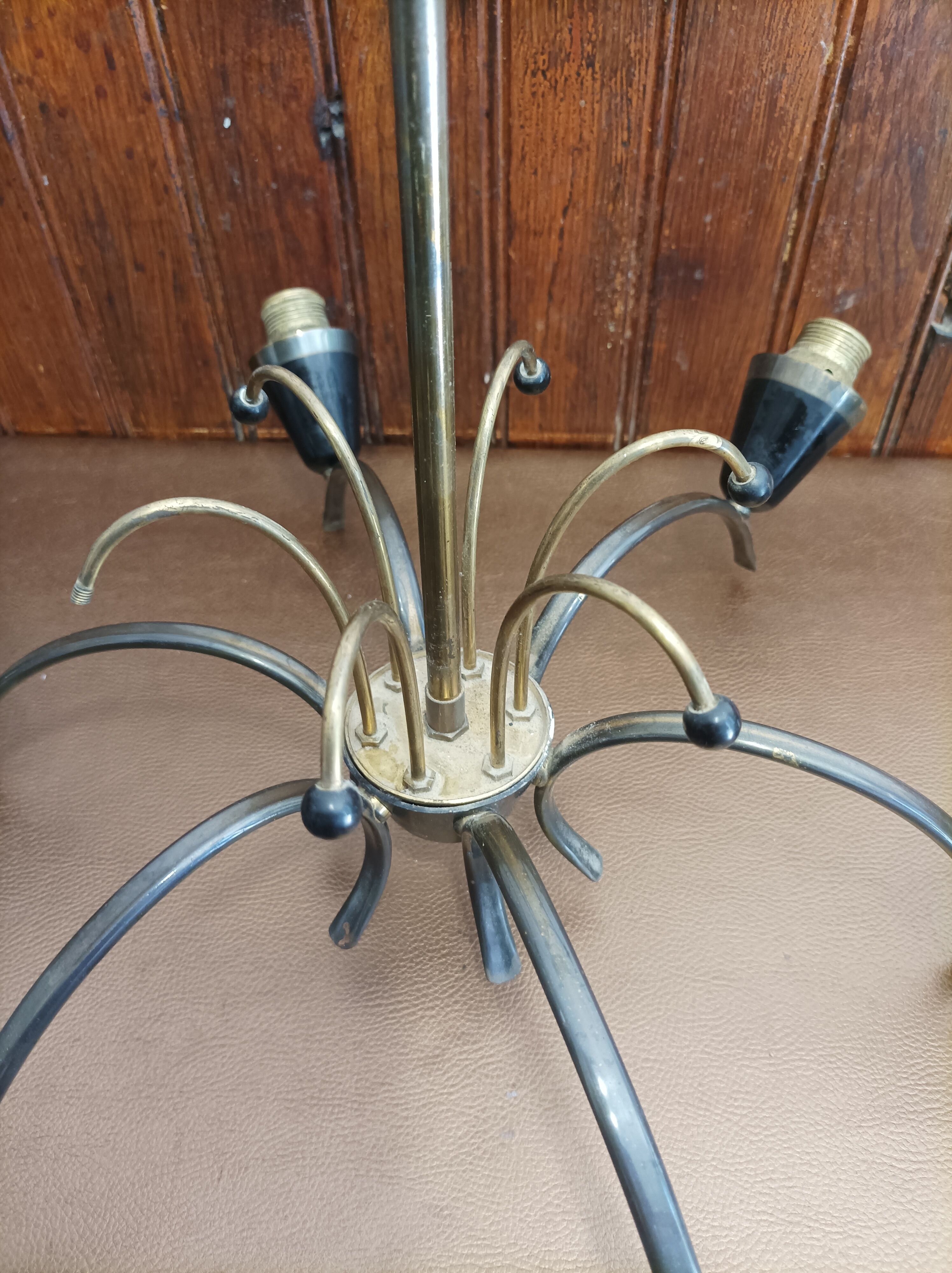 Hanging lamp 6 branches tulips vintage glass 50/60