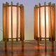 Ib fabiansen wooden space age table lamps by fog and mørup - denmark - 1960s