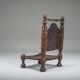 Early 20th century handmade low cedar chair, Nuristan, 1890s