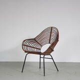 1950s Rare rattan chair by Rohé, Netherlands