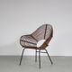 1950s Rare rattan chair by Rohé, Netherlands