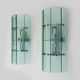 Pair of Italian Veca wall lamps in bluish glass, chrome, double lights