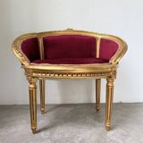 Fauteuil bois doré et velours rouge Louis XVI