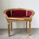 Fauteuil bois doré et velours rouge Louis XVI