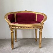 Louis XVI gilt wood and red velvet armchair