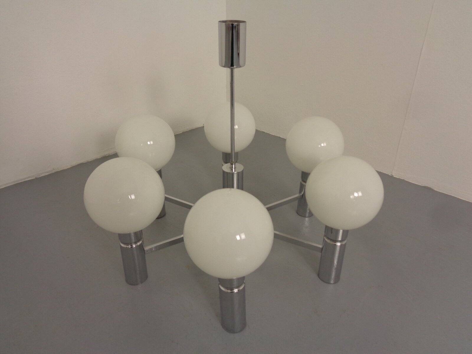 Opaline Glass Pendant Lamp from Sölken Leuchten, Germany, 1960s