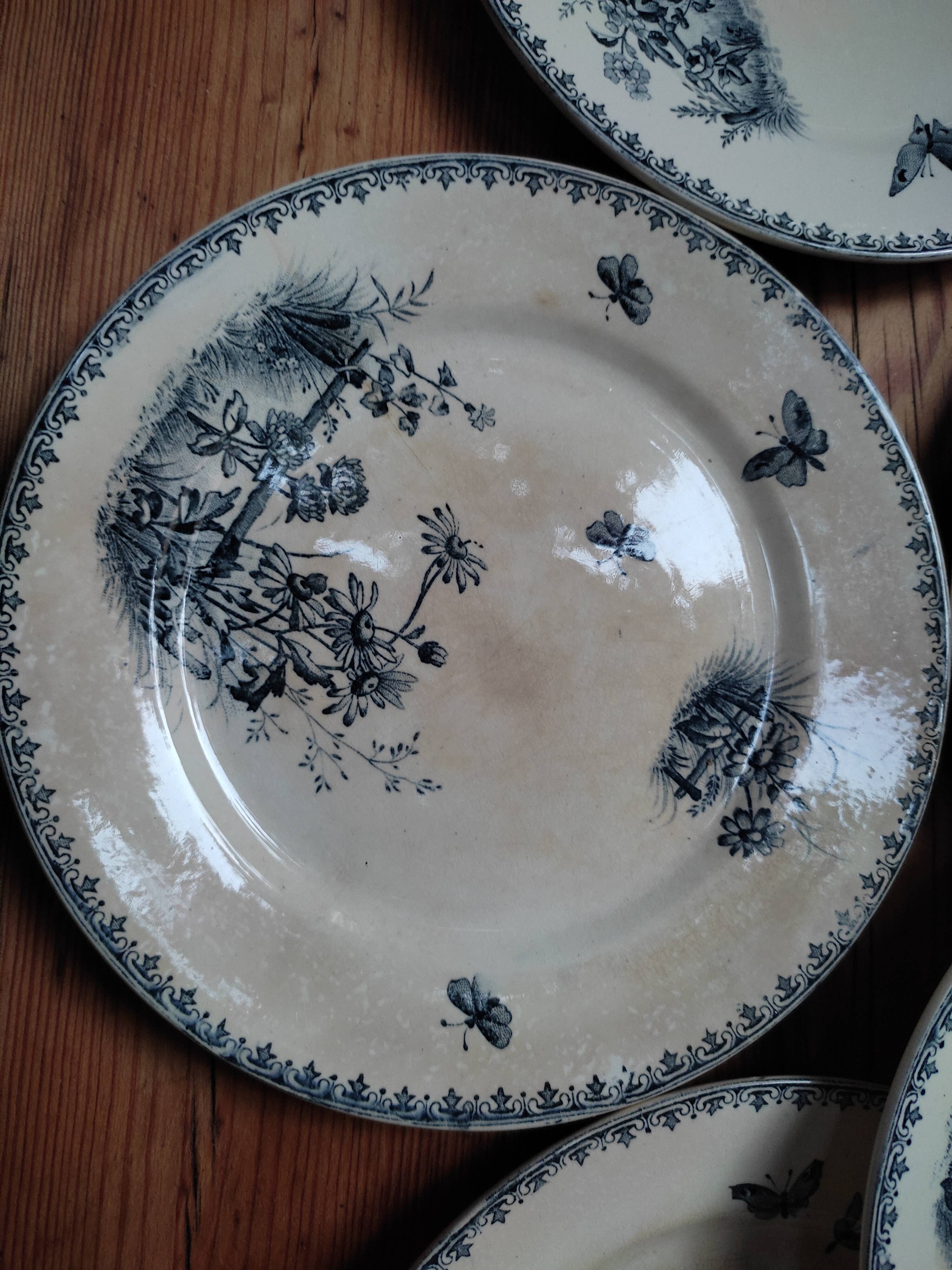 7 Tsarina dessert plates by Sarreguemines