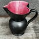 Elchinger Anthracite and Pink Ceramic Pitcher/Vase - Heart-Shaped Neck, 16 cm High