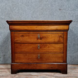 Lady chest of drawers Louis Philippe period in solid walnut around 1830
