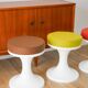 Tulip stool in Plastic and Wool, Mocha Mousse, Space Age Design, 1970