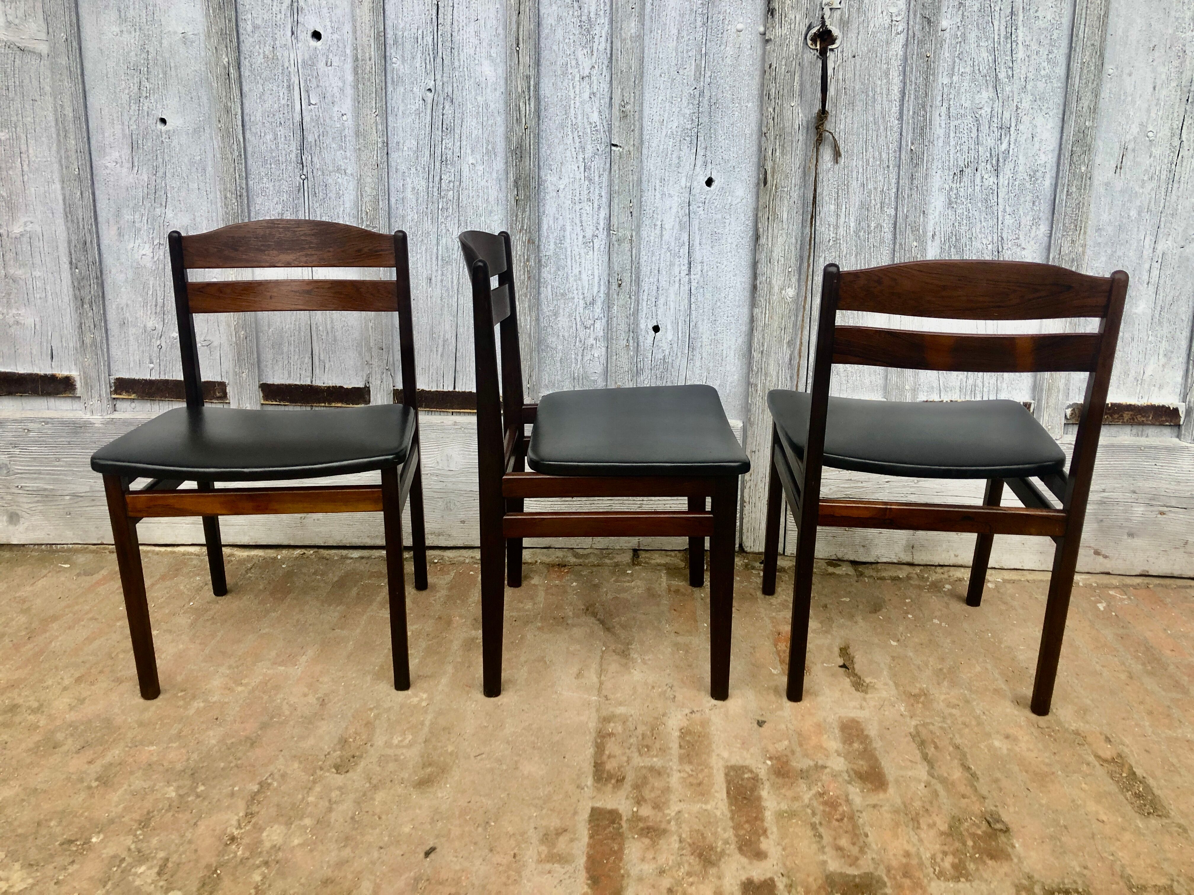 Set of 3 Danish rosewood chairs