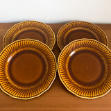 Assiettes à dessert vintages boch modèle trianon marron, années 60
