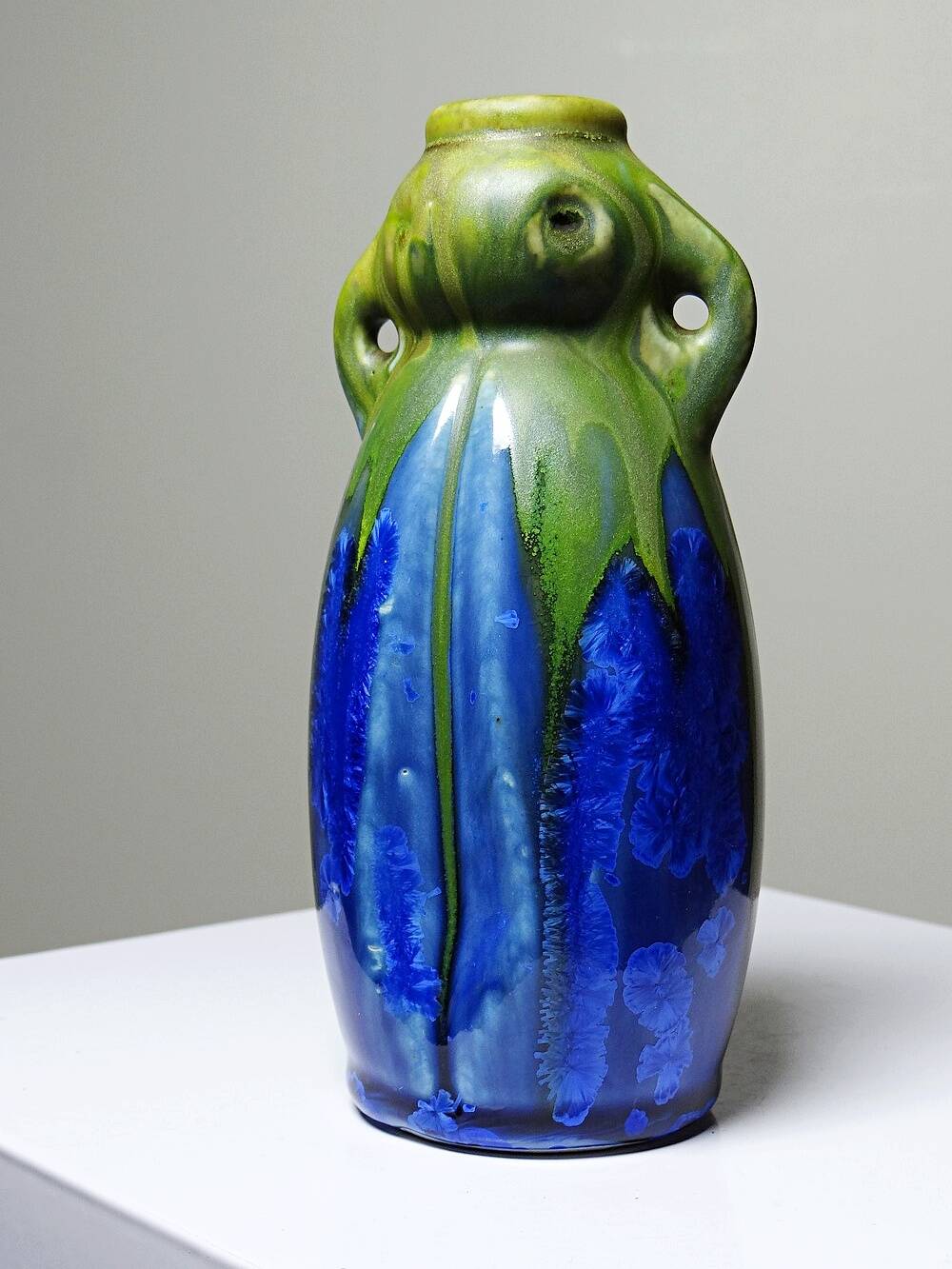 Petit vase grès émaillé ancien 1900-1910 attribué à Méténier émaux cristallins