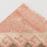 Tapis Couloir Vintage Turc, Rouge, Marron Fané & Crème Géométrique, 85x300