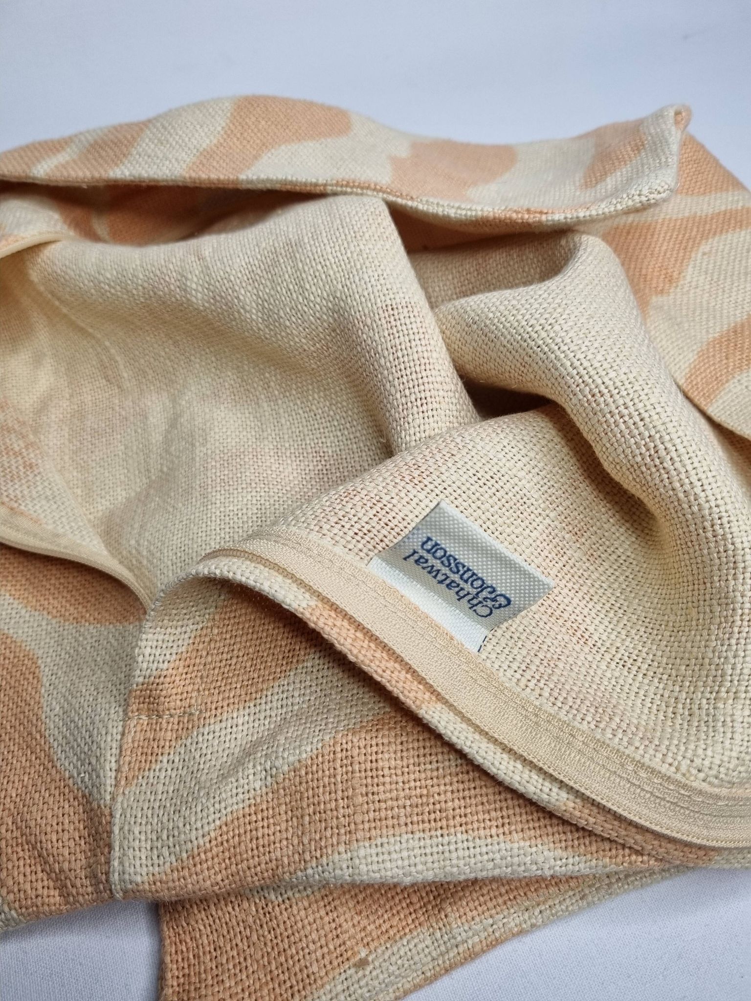 Linen cushion cover, beige and orange zebra pattern, 57 x 37 cm, Chhatwal & Jonsson