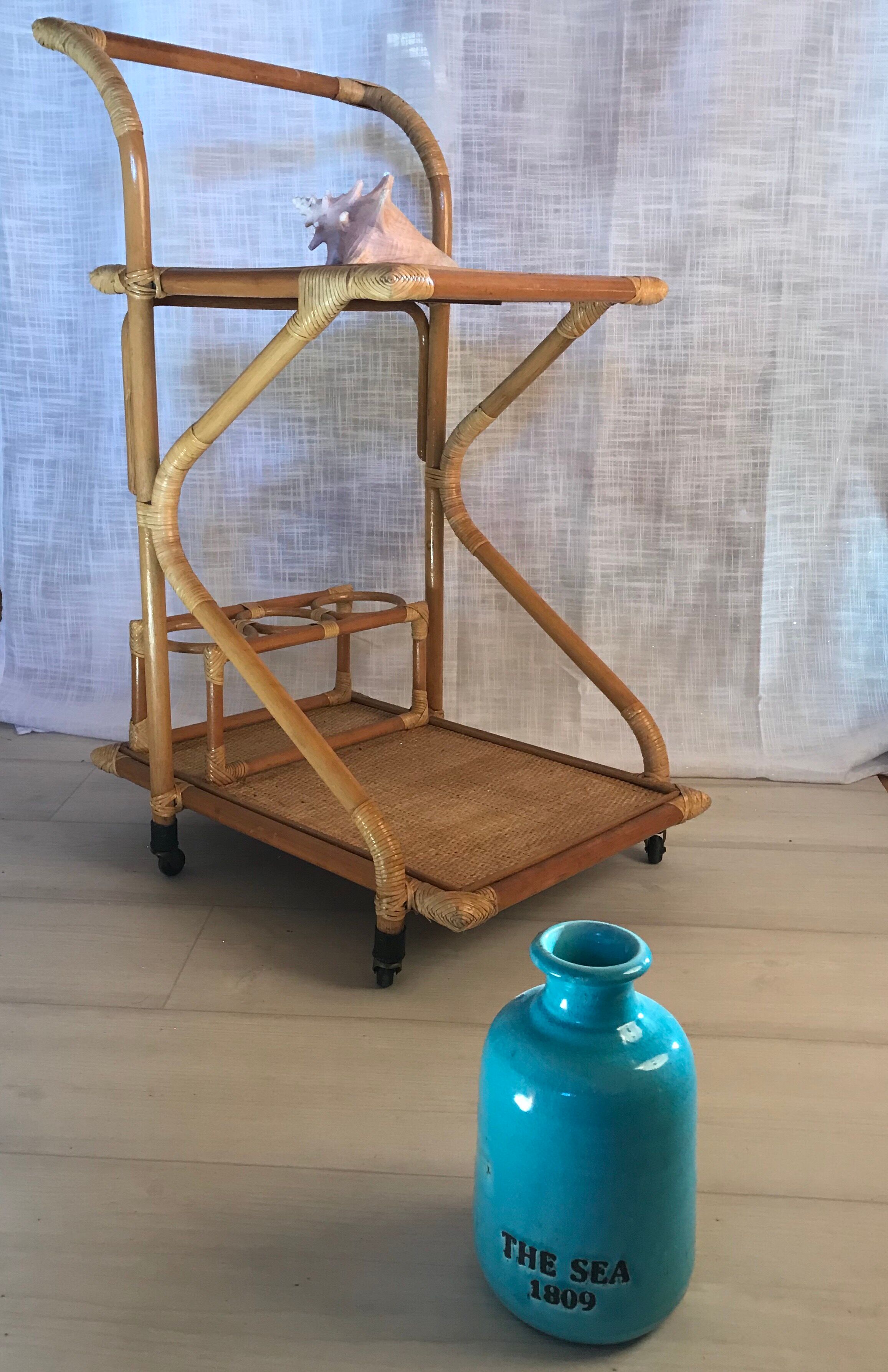 Rattan bar trolley 50/60s