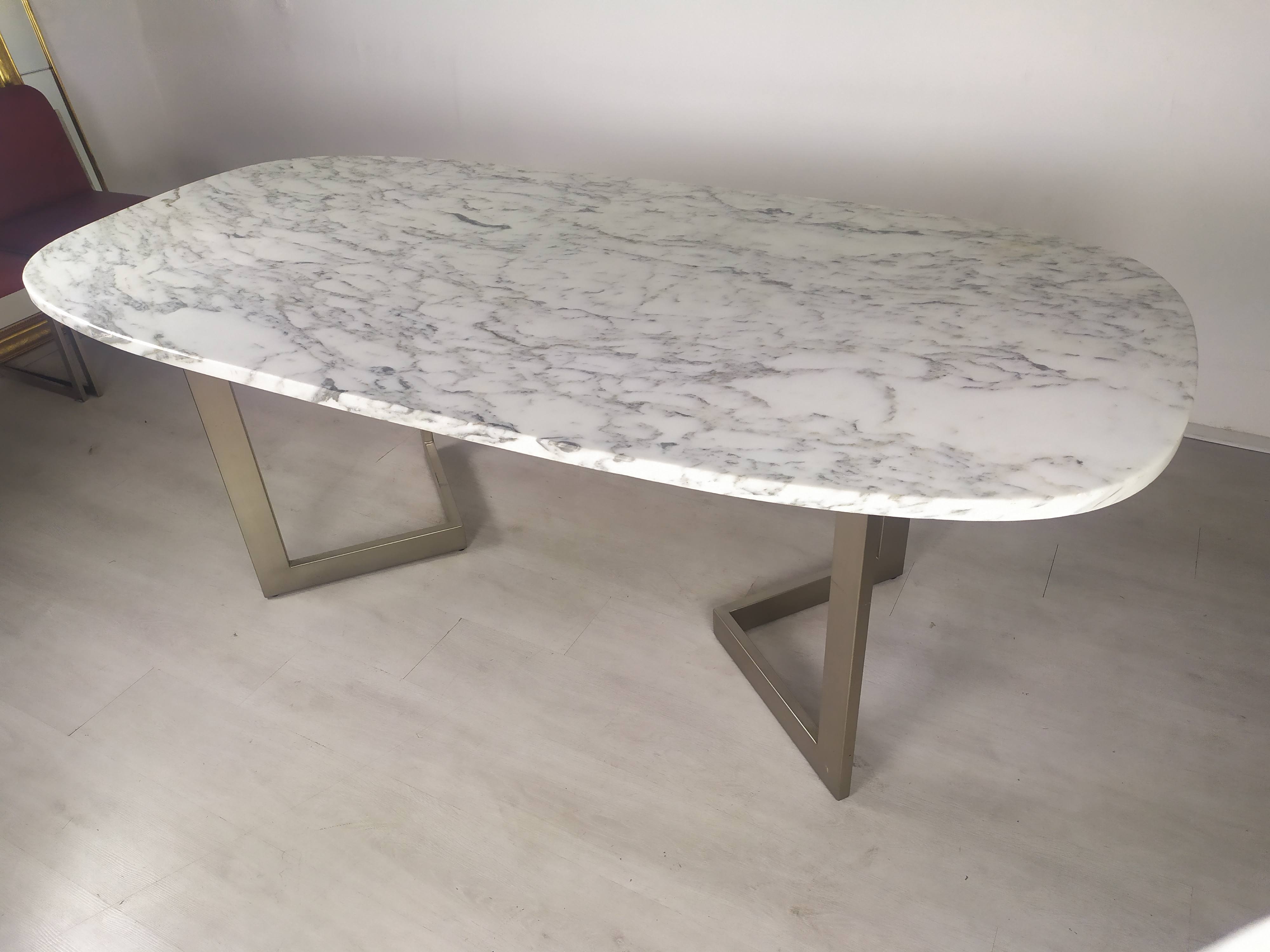 Table design marbre 6 chaises 1970