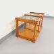 Vintage rectangular coffee table in pine and smoked glass from the 70s and 80s.