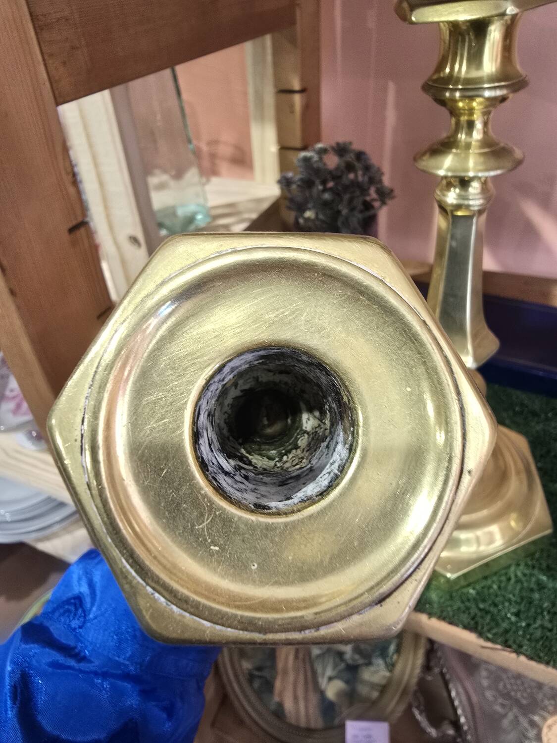 Pair of gilded brass candlesticks