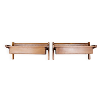 1950s pair of rare Borge Mogensen teak floating night stands by Dyrlund Denmark