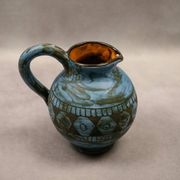 Blue ceramic pitcher with frieze by Jérôme Massier – Vallauris