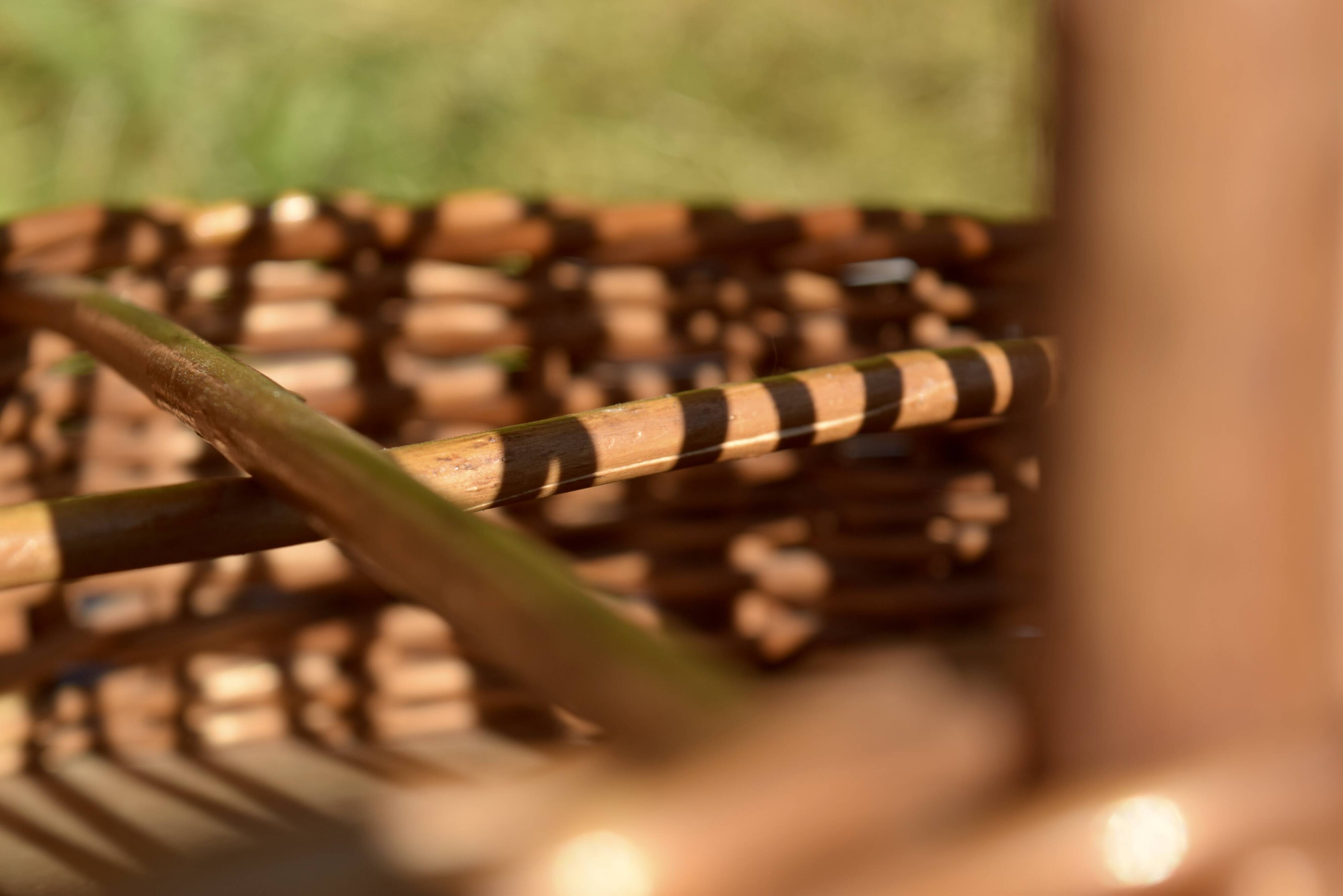 Wicker bottle holder basket with slots for plates and glasses - 1970s