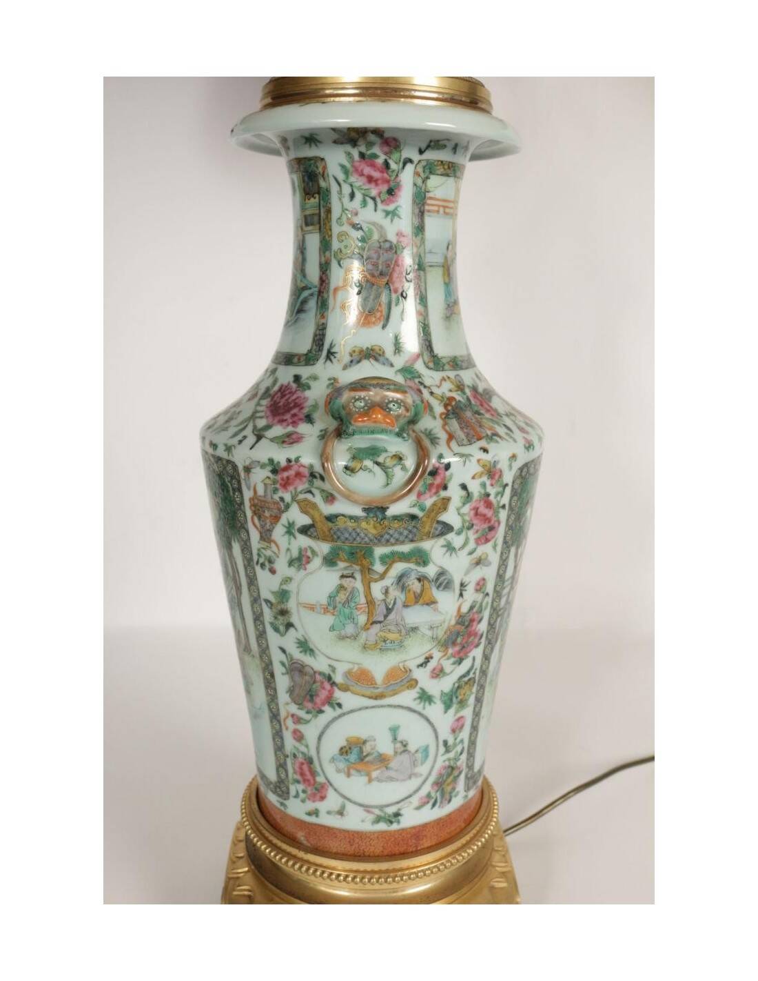 Early 20th century Chinese lamp, porcelain and gilt bronze