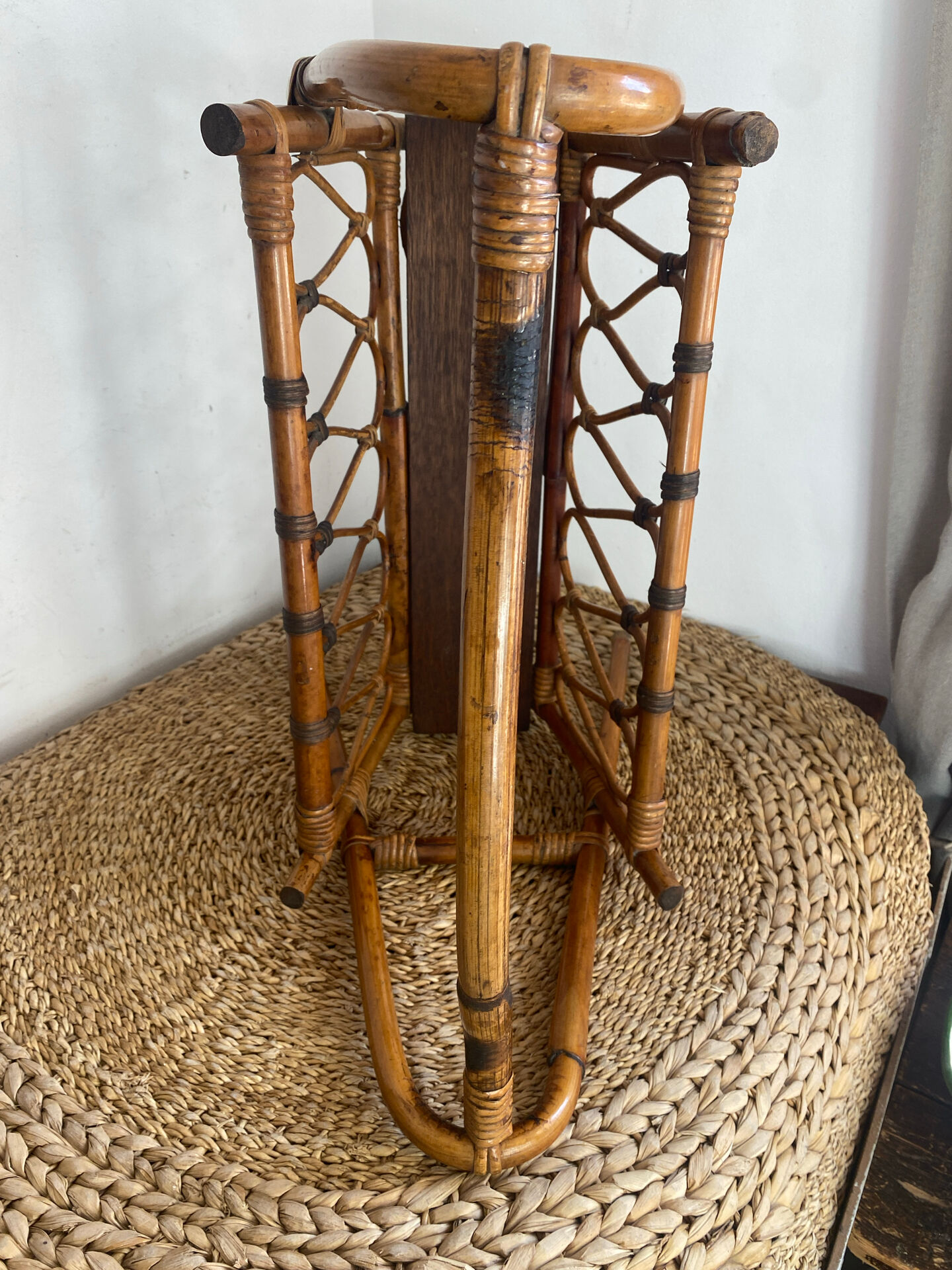 Bamboo and rattan magazine rack, 1960s