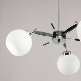 Space Age Italian Chrome and Opaline Chandelier, 1970s