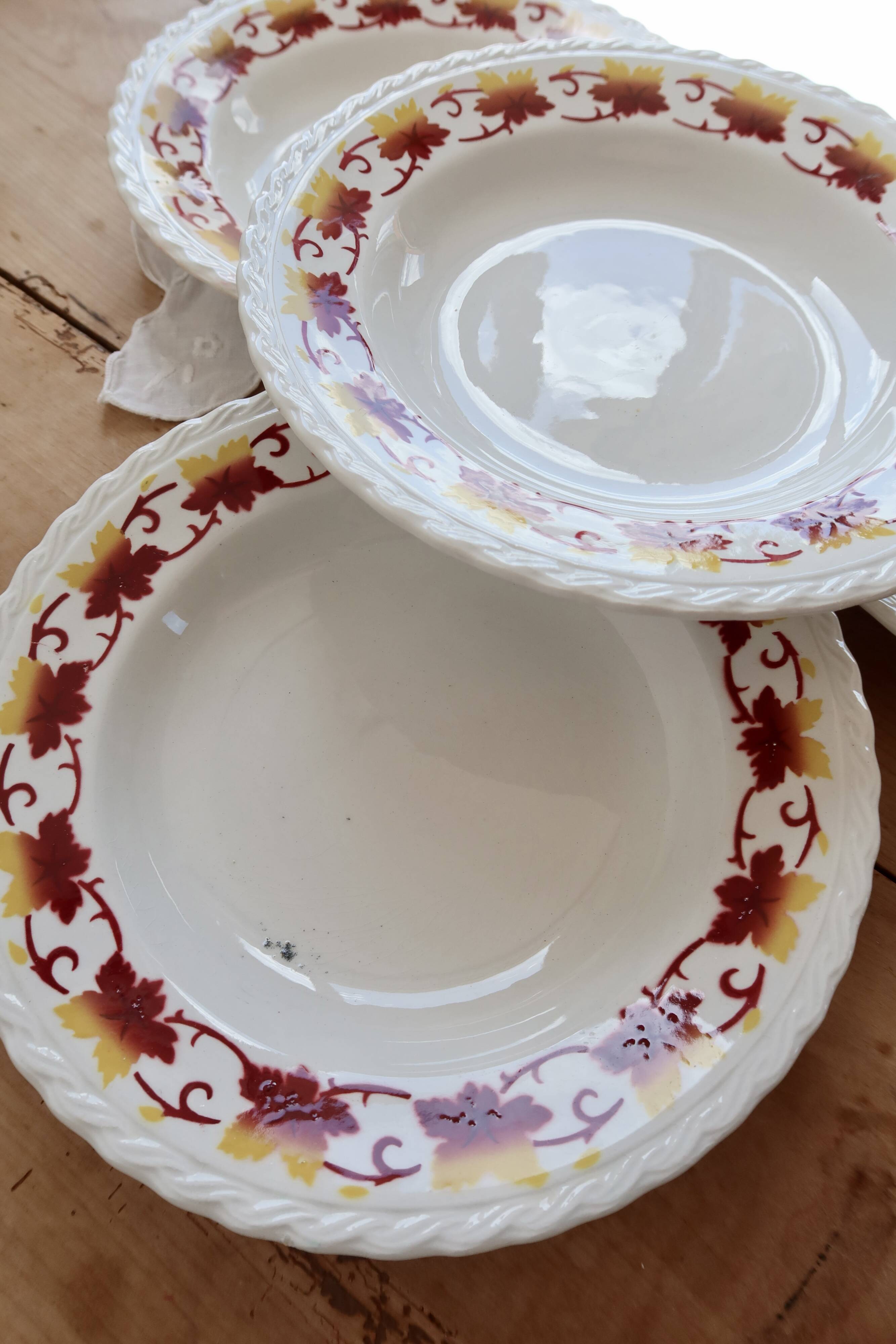 4 vintage deep plates L'Amandinoise Carnac