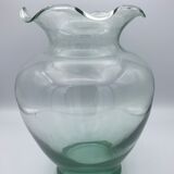 Vase in glass blown to collerette shades of vert 25 cm