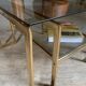 Table basse en métal doré et verre fumé vintage