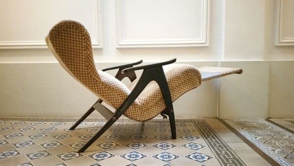 Fauteuil Wing chair à système de relaxation année 50/60