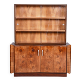 Restored Art Deco Walnut Bookcase, Revived Polish, Czech, 1930s