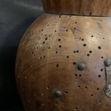 Turned wooden pitcher 17cm grape signed vintage old handmade jug