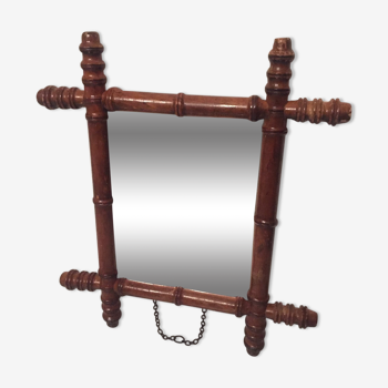 Vintage miroir barbier 1900 bambou ancien, 38x36 cm