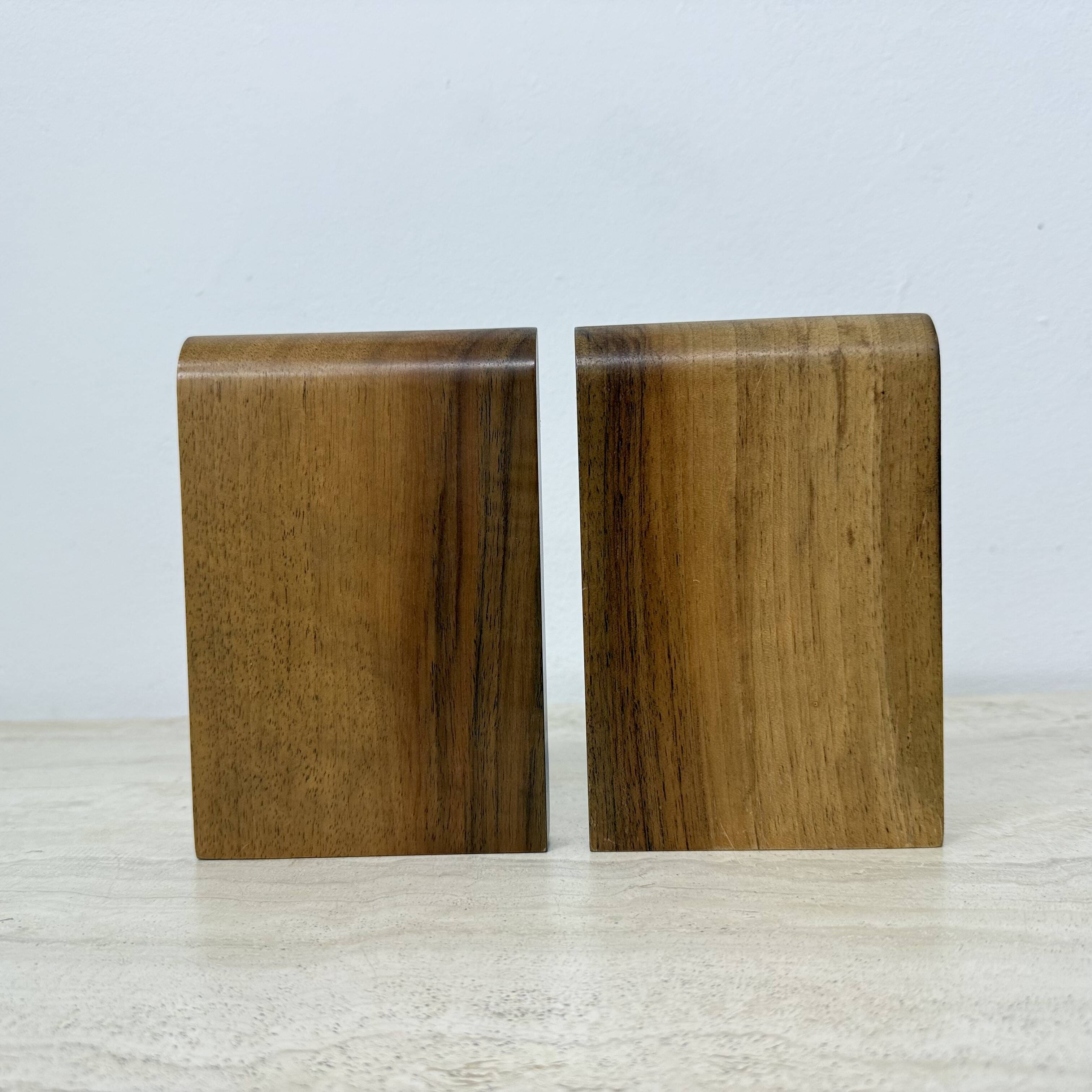 Vintage pair of wood bookends , 1970s