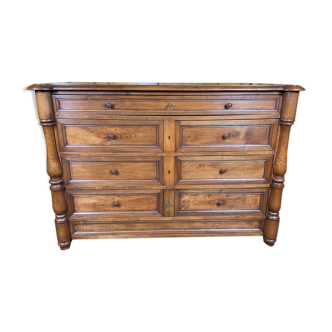 Empire 1900 walnut style baluster chest of drawers