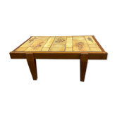 Table basse en bois et céramique herbier