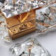 Large gold-plated & crystal glass flush mount light from kinkeldey, 1970s