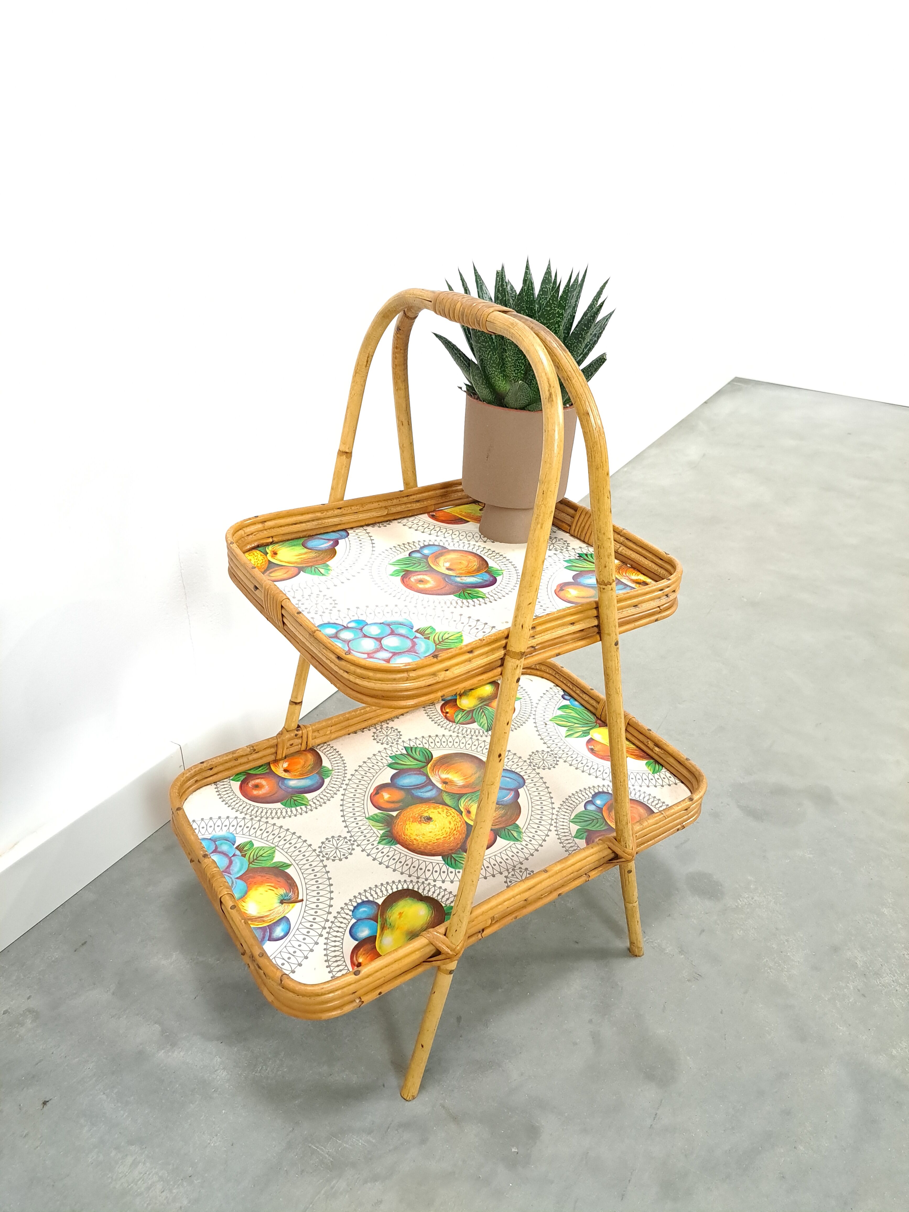 Rattan serving table