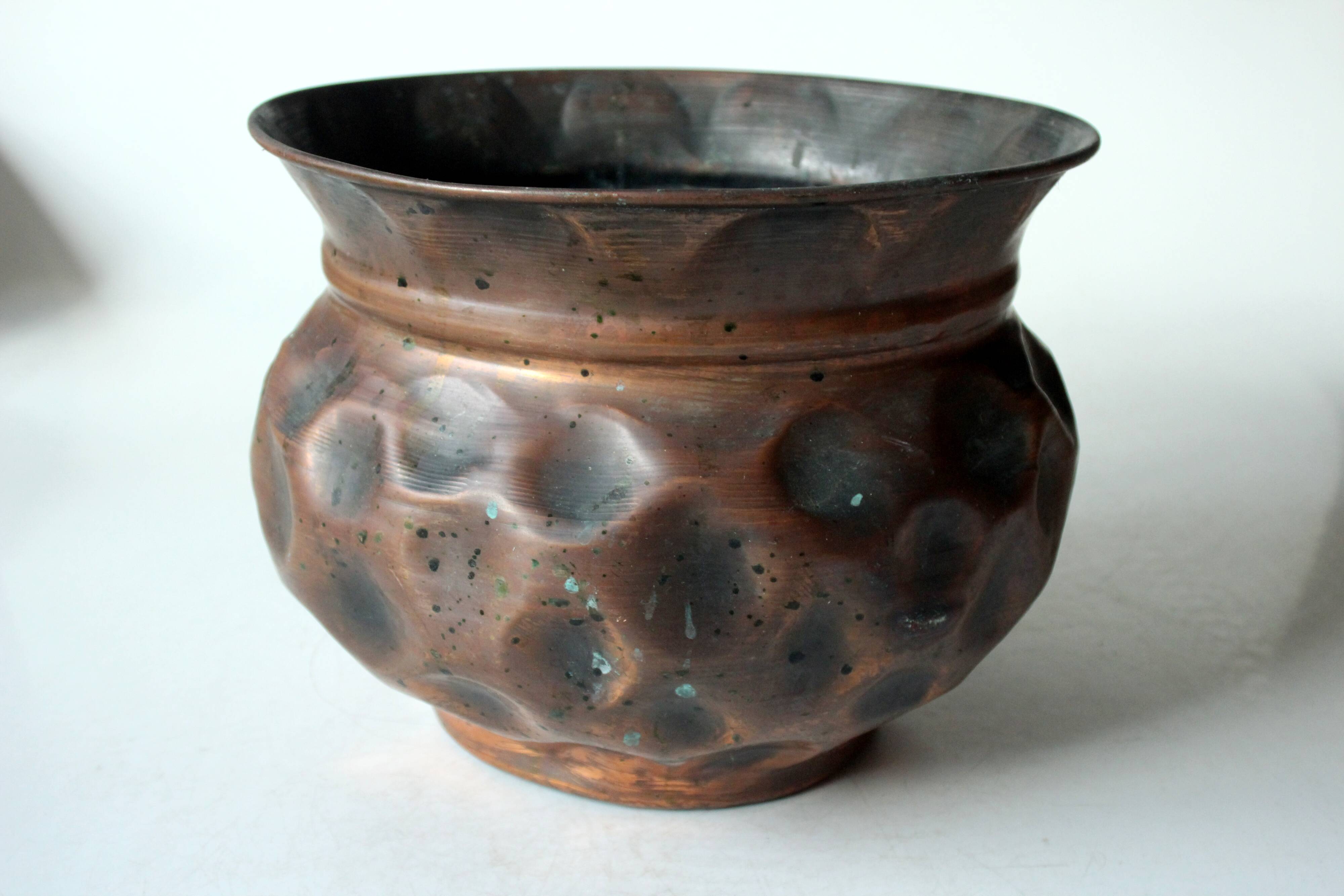 Set of 2 copper planters, vintage from the 60s