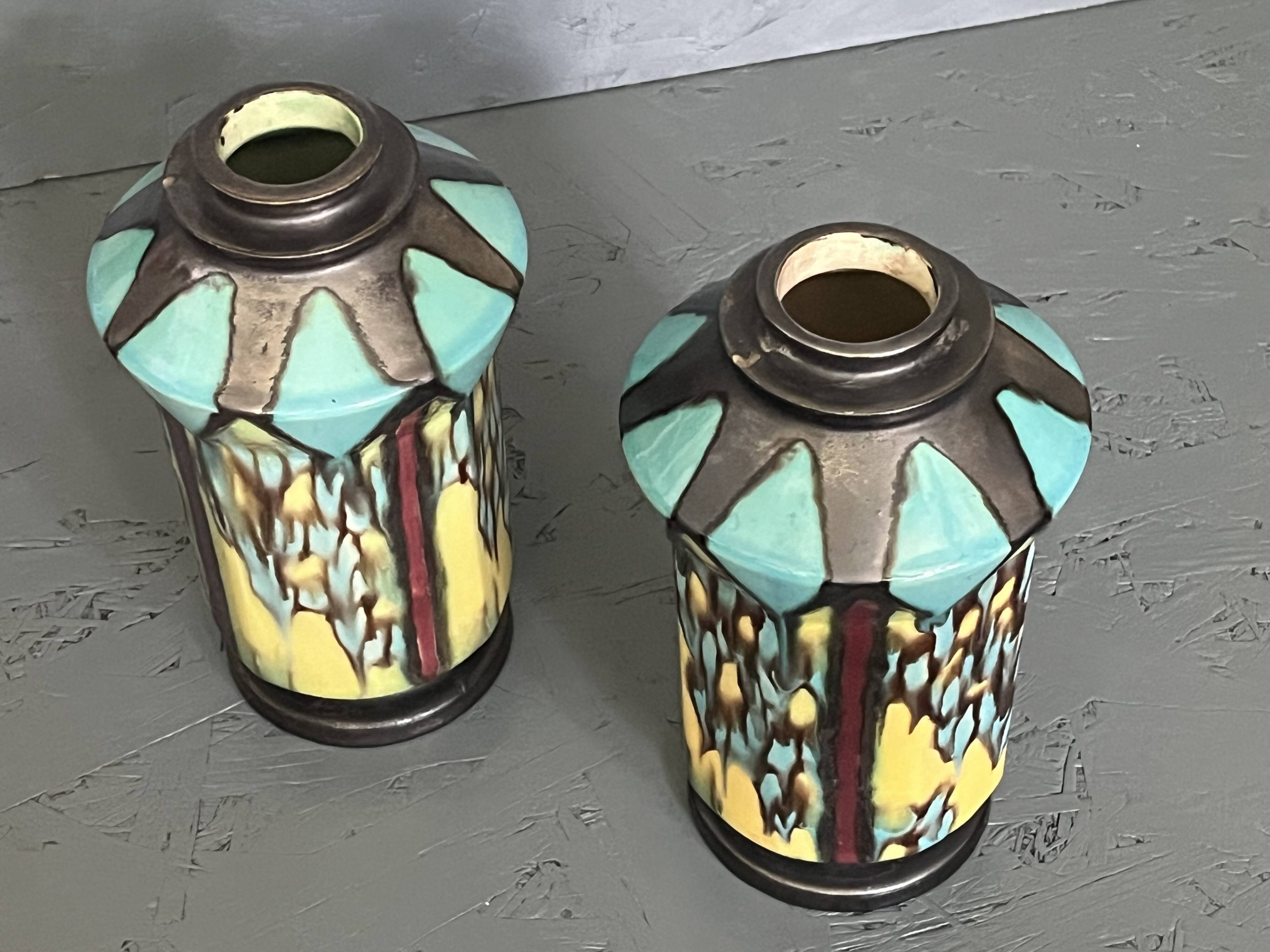Pair of Art Deco Vases 1930 signed Henri Delcourt