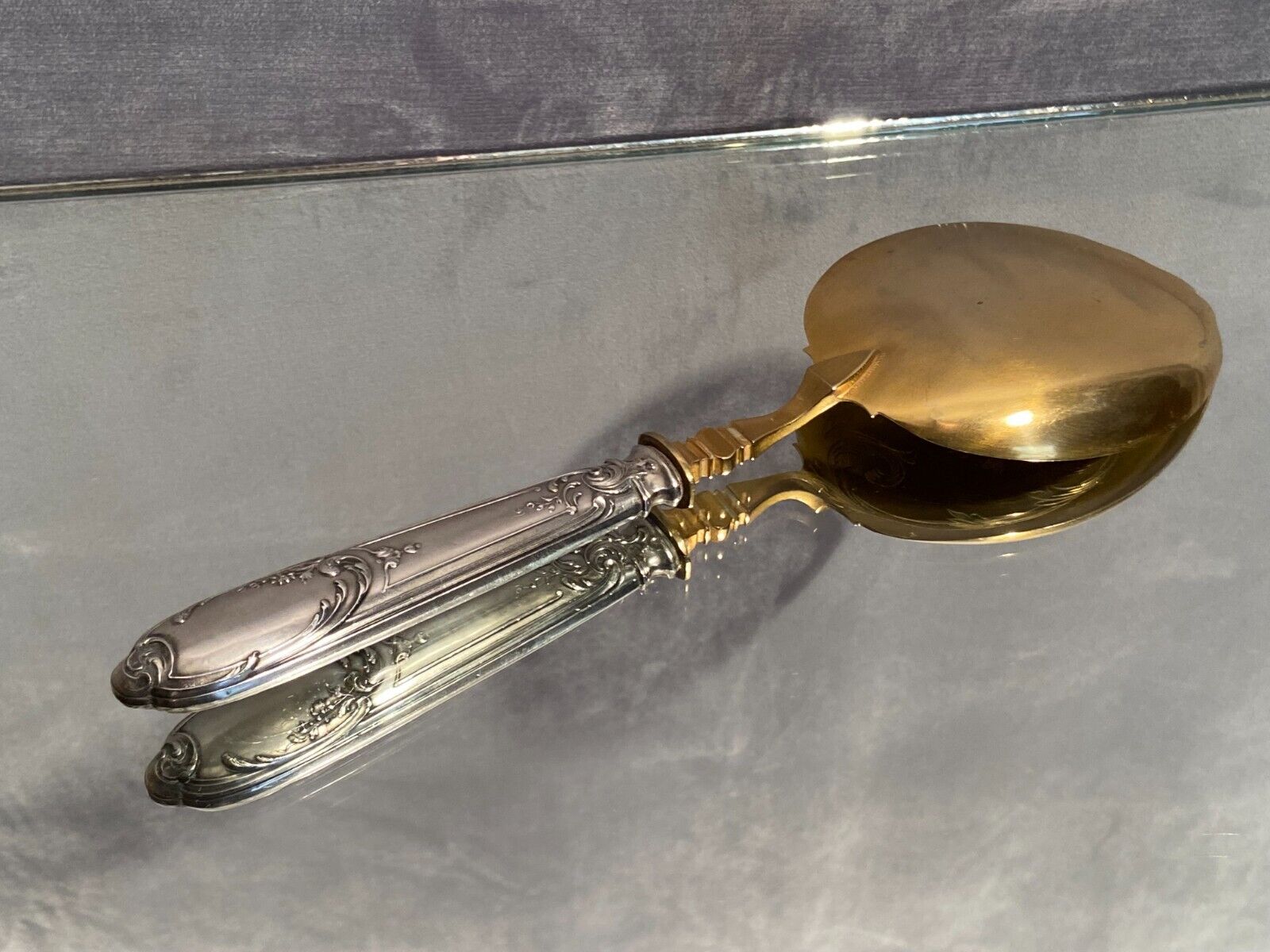 Ice shovel late nineteenth handle in Louis XV style silver