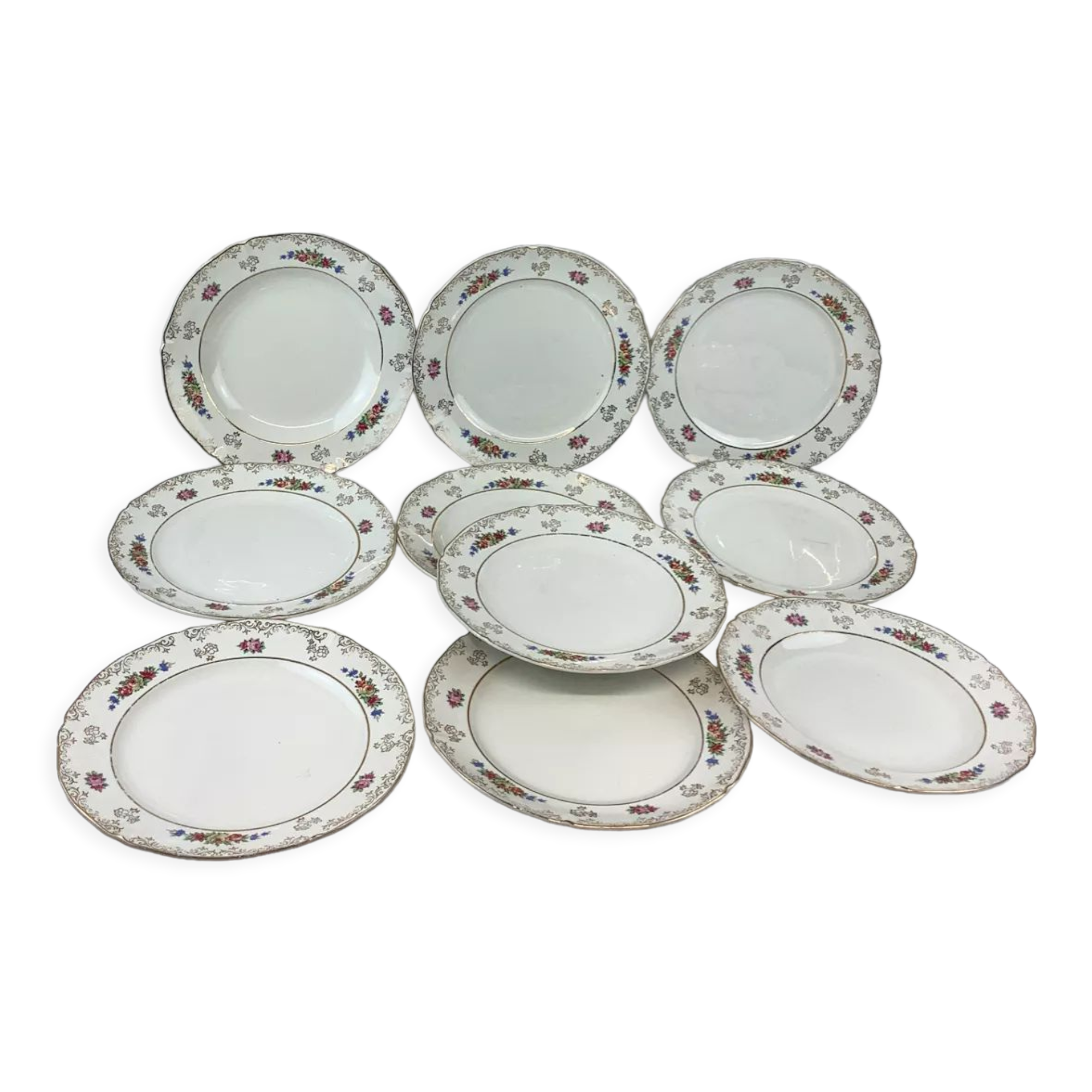 10 vintage hollow plates made in france