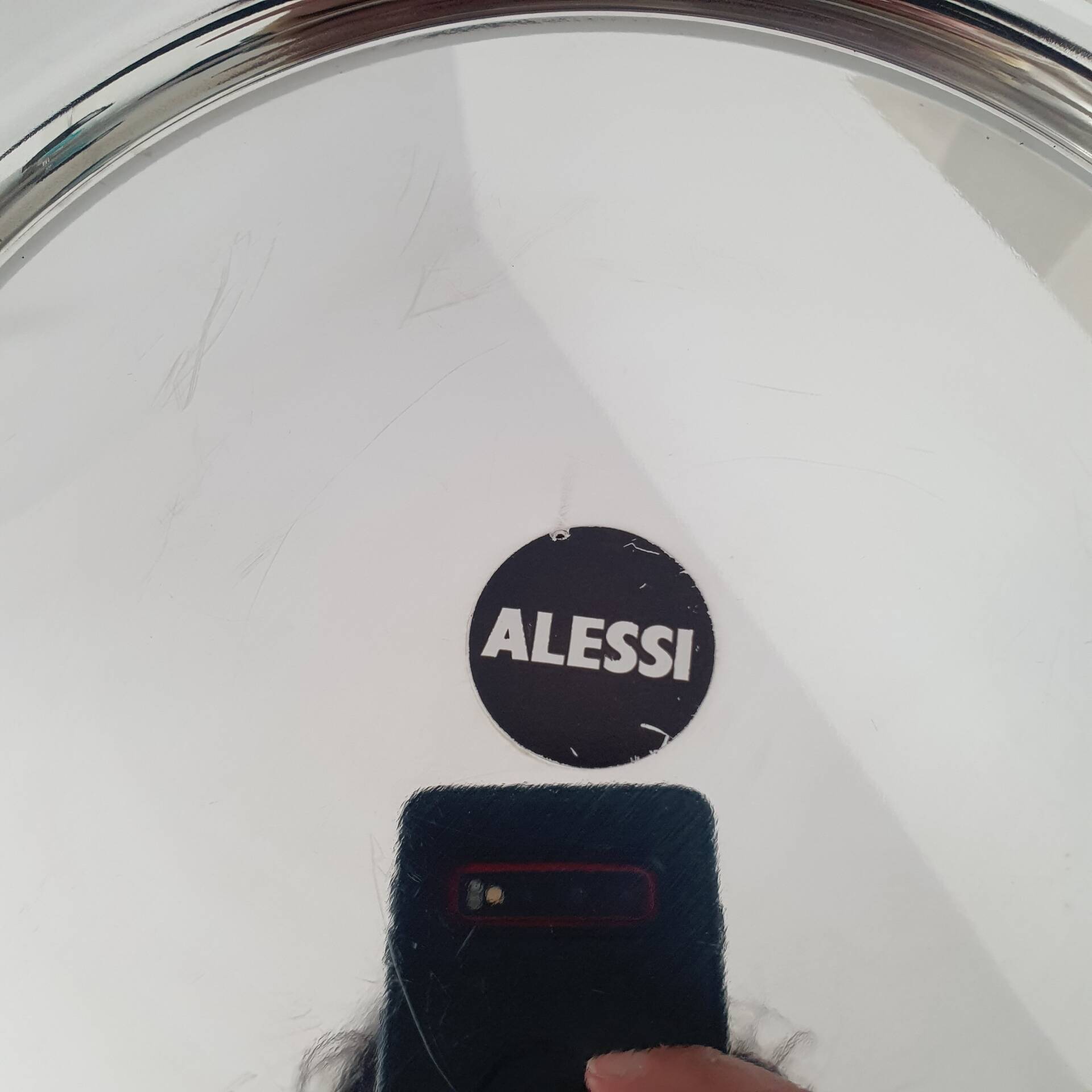 Alessi Ettore Sottsass / Assiette de service inox 18/10 et doré NG5100