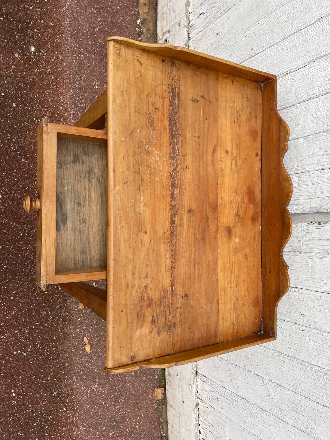Vintage wooden desk table with one drawer