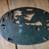 Metal trivets patinated goose duck old