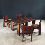 Constructivist Oak Dining Table, Belgium, 1960s